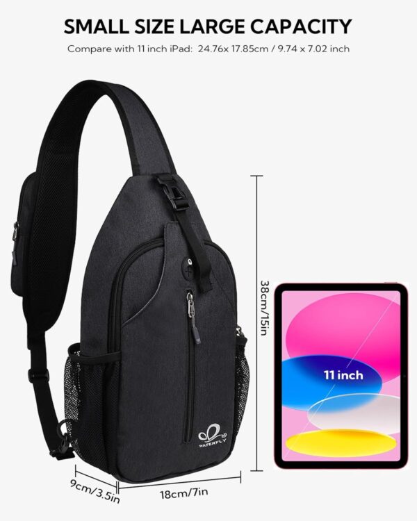 WATERFLY - Mochila cruzada tipo bandolera para viajar y hacer senderismo, bolsa de pecho