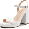 DREAM PAIRS GISELLELE - Tacones para mujer con plataforma gruesa de tacón alto, puntera abierta, moda, boda, fiesta, noche, baile, correa al tobillo, sandalias de vestir