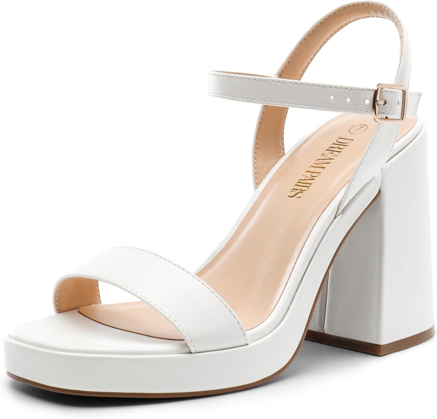 DREAM PAIRS GISELLELE – Tacones para mujer con plataforma gruesa de tacón alto, puntera abierta, moda, boda, fiesta, noche, baile, correa al tobillo, sandalias de vestir
