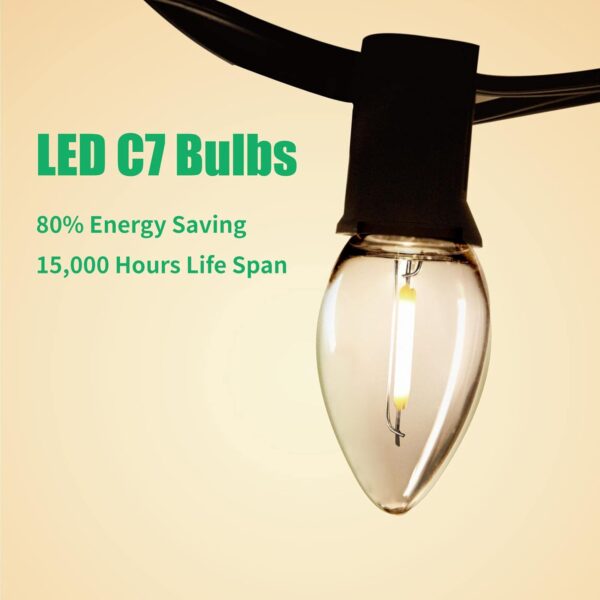 Meconard Bombillas LED C7, bombillas LED inastillables de repuesto para velas y candelabros de ventana, base de candelabro E12, equivalente a 0.6 vatios equivalentes a bombillas incandescentes de 7 W,