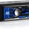 Boss Audio Systems 611UAB - Estéreo multimedia para auto - Un solo Din, audio Bluetooth y llamadas manos libres, micrófono incorporado, reproductor de MP3, puerto USB, entrada Aux, receptor de radio AM FM, - sin reproductor de CD DVD