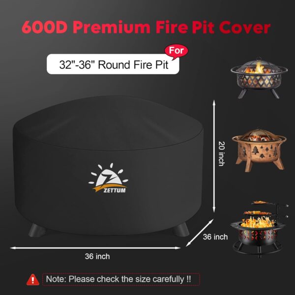 Cubierta redonda para hoguera de 36 pulgadas, cubierta para fogata para exteriores, resistente e impermeable, 600D, accesorios para fogata de gas, resistente a la decoloración y a la
