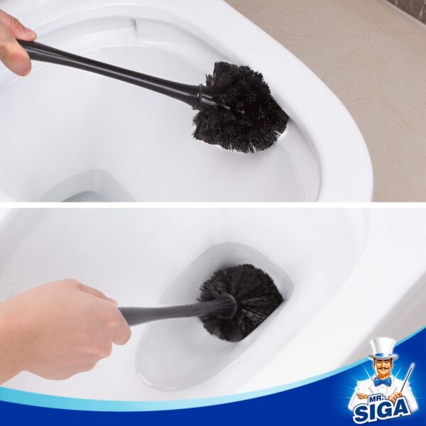 MR.SIGA Combo de émbolo de inodoro y cepillo para limpieza de baño, negro, 2 juegos
