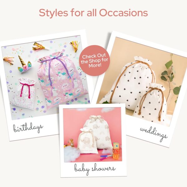 Bolsas de regalo con cordón de ajuste, 20 pulgadas, grandes, 12 pulgadas, pequeñas, lona de alta calidad, envoltura de tela reutilizable para todas las ocasiones, cumpleaños, baby shower, damas, rosa