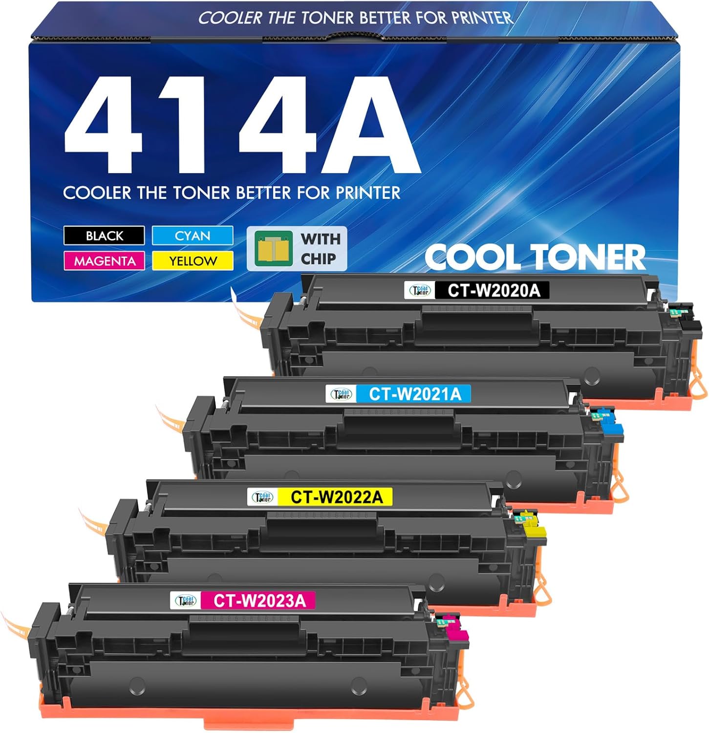 Paquete de 4 cartuchos de tóner 414A 414X, compatible con MFP M479fdw para HP 414A para HP Color Laserjet Pro MFP M479fdw M479fdn M479dw M454dw M454dn M479dn Tinta de impresora (negro, cian, amarillo,