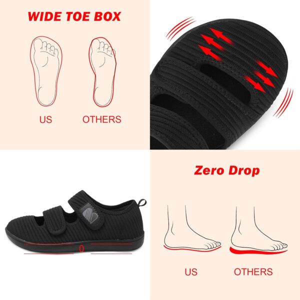 Besroad Zapatos anchos para caminar para mujer, para diabéticos, ajustables, informales, transpirables, sin caída, para artritis, edema, interiores y exteriores