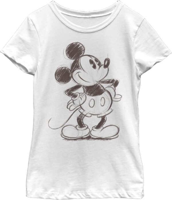 Disney Characters Sketchy Mickey - Camiseta sólida para niña