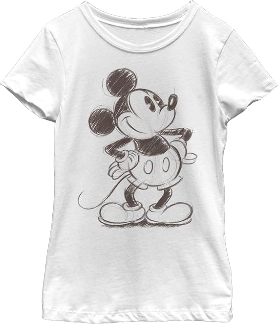 Disney Characters Sketchy Mickey - Camiseta sólida para niña
