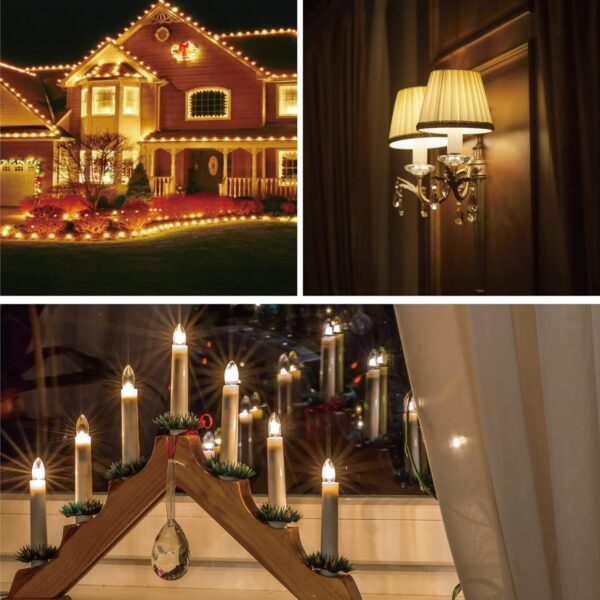 Meconard Bombillas LED C7, bombillas LED inastillables de repuesto para velas y candelabros de ventana, base de candelabro E12, equivalente a 0.6 vatios equivalentes a bombillas incandescentes de 7 W,