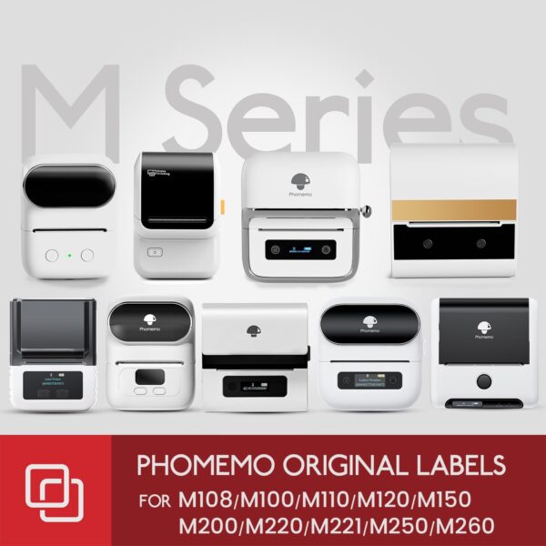 Phomemo [3 x 230 piezas] Etiquetas de la serie cuadrada, etiquetas M110 M100 M220 M221, blancas, 230 etiquetas/rollo, 3 rollos, adhesivo multiusos Thermal Phomemo Original, compatible con Ponek