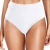 Holipick Traje de baño para mujer, parte inferior de bikini de cintura alta, cobertura completa, control de abdomen, parte inferior de natación