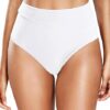 Holipick Traje de baño para mujer, parte inferior de bikini de cintura alta, cobertura completa, control de abdomen, parte inferior de natación