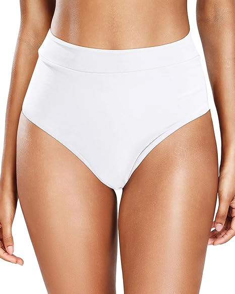 Holipick Traje de baño para mujer, parte inferior de bikini de cintura alta, cobertura completa, control de abdomen, parte inferior de natación