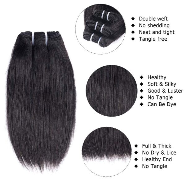 Liang Dian Manojos de cabello humano corto de 10 pulgadas, color natural, 4 manojos de cabello virgen brasileño 12A, cabello humano lacio 100% sin procesar (10, 10, 10, 10, 10 pulgadas)