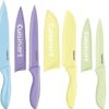 Cuisinart C55-10PCPL - Juego de cuchillos recubiertos de cerámica con fundas protectoras de hoja (juego de 10 piezas) en colores pastel brillante