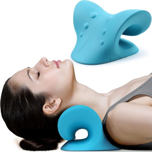 Relajante para cuello y hombros, dispositivo de tracción cervical para alivio del dolor de la articulación temporomaxilar y alineación de la columna cervical, cojín quiropráctico, estirador de cuello