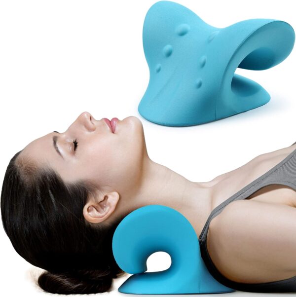 Relajante para cuello y hombros, dispositivo de tracción cervical para alivio del dolor de la articulación temporomaxilar y alineación de la columna cervical, cojín quiropráctico, estirador de cuello