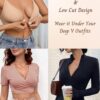 WOWENY Brasier push up con cierre frontal para mujer, sin varillas, brasier acolchado sin costuras, corte bajo, cuello en V, ligero