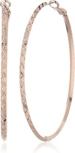 GUESS Pendientes de aro grandes de oro rosa con corte de diamante “básico”, Metal
