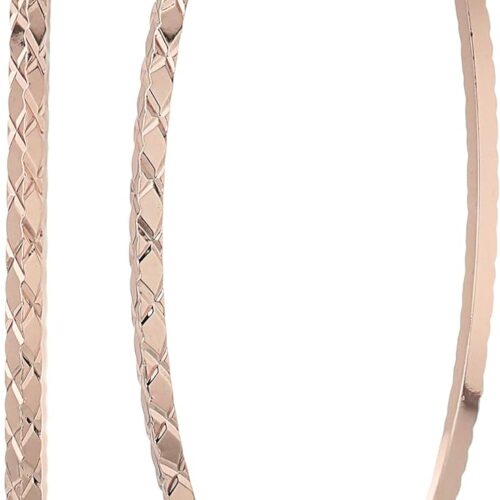 GUESS Pendientes de aro grandes de oro rosa con corte de diamante "básico", Metal
