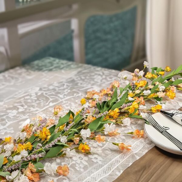 RECUTMS Guirnalda floral de primavera de 65 pulgadas con hojas verdes, hiedra de jazmín de invierno para puerta delantera, hogar, pared, balcón, jardín, arco, chimenea, telón de fondo (amarillo)