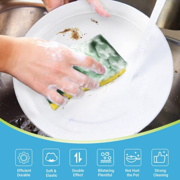 AIDEA Esponjas de cocina, esponja de alta resistencia, 6 unidades, esponjas para platos, esponja de cocina de celulosa, potencia de fregado para desastres difíciles, poder de limpieza para utensilios