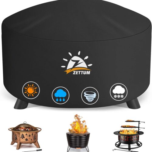 Cubierta redonda para hoguera de 36 pulgadas, cubierta para fogata para exteriores, resistente e impermeable, 600D, accesorios para fogata de gas, resistente a la decoloración y a la