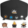 Cubierta redonda para hoguera de 36 pulgadas, cubierta para fogata para exteriores, resistente e impermeable, 600D, accesorios para fogata de gas, resistente a la decoloración y a la