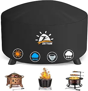 Cubierta redonda para hoguera de 36 pulgadas, cubierta para fogata para exteriores, resistente e impermeable, 600D, accesorios para fogata de gas, resistente a la decoloración y a la