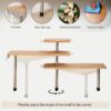 HYNAWIN Estante esquinero de bambú y metal de 3 niveles para almacenamiento de especias, estantería de ahorro de espacio con ganchos, estante de exhibición ajustable para decoración creativa del hogar
