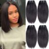 Liang Dian Manojos de cabello humano corto de 10 pulgadas, color natural, 4 manojos de cabello virgen brasileño 12A, cabello humano lacio 100% sin procesar (10, 10, 10, 10, 10 pulgadas)