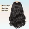 FAVE Extensiones de cabello sintético con clip en forma de V, extensiones de cabello ondulado marrón y negro, extensiones de una pieza con 5 clips de seguridad, extensiones de cabello con clip