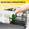 Cisily Organizador para fregadero de cocina con soporte alto para cepillos, soporte de esponja para fregadero, 304 inoxidable inoxidable, dispensador de jabón para encimera de cocina, decoración de