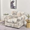 FORCHEER Fundas para sillón de 2 piezas con estampado de flores con 1 cojín separado, funda lavable con parte inferior elástica para sala de estar (Sillón, estilos 4)