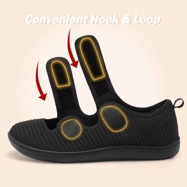 Besroad Zapatos anchos para caminar para mujer, para diabéticos, ajustables, informales, transpirables, sin caída, para artritis, edema, interiores y exteriores