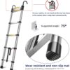 Escalera telescópica de 6.6 pies, escalera plegable ligera con gancho, escaleras de extensión de aluminio para el hogar, escalera telescópica plegable para RV, ático, uso diario en casa, 330