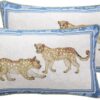 patdrea Juego de 2 fundas de almohada de diseño para sofá de 18 x 18 pulgadas, fundas de almohada de lino vintage con patrón de guepardo y volantes de lujo, fundas de almohada decorativas de granja