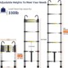 Escalera telescópica de 6.6 pies, escalera plegable ligera con gancho, escaleras de extensión de aluminio para el hogar, escalera telescópica plegable para RV, ático, uso diario en casa, 330