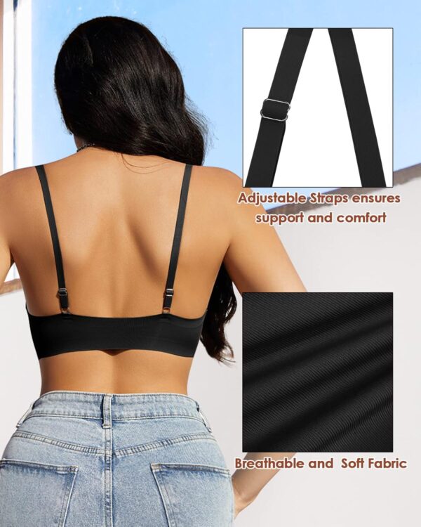 WOWENY Brasier push up con cierre frontal para mujer, sin varillas, brasier acolchado sin costuras, corte bajo, cuello en V, ligero