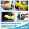 AIDEA Esponjas de cocina, esponja de alta resistencia, 6 unidades, esponjas para platos, esponja de cocina de celulosa, potencia de fregado para desastres difíciles, poder de limpieza para utensilios