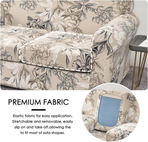 FORCHEER Fundas para sillón de 2 piezas con estampado de flores con 1 cojín separado, funda lavable con parte inferior elástica para sala de estar (Sillón, estilos 4)