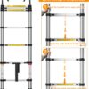 Escalera telescópica de 6.6 pies, escalera plegable ligera con gancho, escaleras de extensión de aluminio para el hogar, escalera telescópica plegable para RV, ático, uso diario en casa, 330
