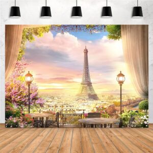 Telón de fondo de fotos de París, tapiz de pared de la Torre Eiffel, fondo de fotografía de ciudad francesa, decoración de fiesta de cumpleaños con temática parisina, 5 x