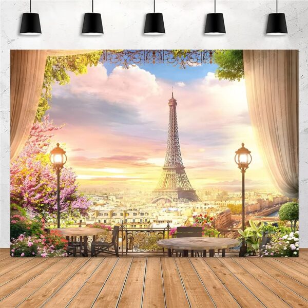 Telón de fondo de fotos de París, tapiz de pared de la Torre Eiffel, fondo de fotografía de ciudad francesa, decoración de fiesta de cumpleaños con temática parisina, 5 x