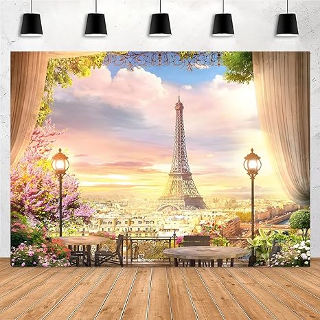 Telón de fondo de fotos de París, tapiz de pared de la Torre Eiffel, fondo de fotografía de ciudad francesa, decoración de fiesta de cumpleaños con temática parisina, 5 x