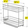 LYNK PROFESSIONAL® - Organizador extraíble de especias para armario, 4-1/4 pulgadas de ancho, estante deslizante, organizador de especias, 2 niveles, cromado