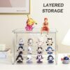Attelite Vitrina de acrílico transparente, estante de exhibición de 3 niveles con 2 placas móviles, escaparate de protección apilable para figuras de acción, caja de almacenamiento para encimera con