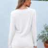 SUNBS Paquete de 3 camisas de manga larga para mujer, ajuste holgado, camisetas de otoño, ropa de moda, camisetas básicas de cuello redondo 2025