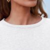 SUNBS Paquete de 3 camisas de manga larga para mujer, ajuste holgado, camisetas de otoño, ropa de moda, camisetas básicas de cuello redondo 2025
