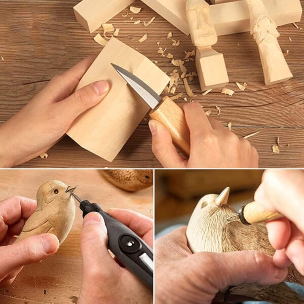 Paquete de 2 bloques de tallado de tilo sin terminar, 6 x 3 x 3 pulgadas, juego de bloques de tallado de madera suave sin terminar para niños y adultos para principiantes